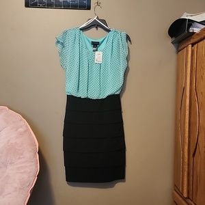 Blue and black business dress